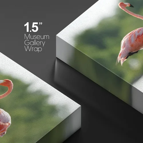 Vista 4 de wall26 Lienzo impreso para pared, trío de flamencos caribeños rosados en estanque, animales, fotografía, arte moderno, tropical, escénico