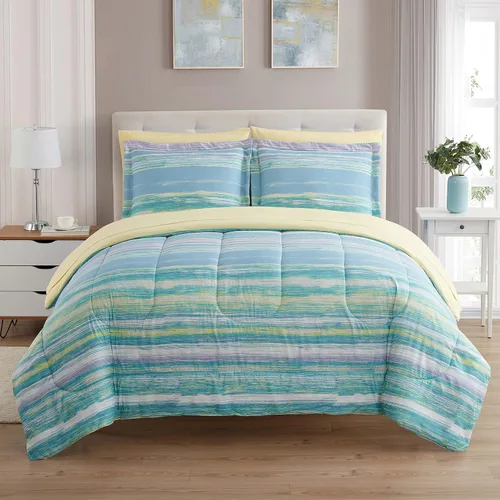 Vista 108 de Sweet Home Collection Juego de edredón de 7 piezas de color sólido para todas las estaciones, manta alternativa de plumón suave y lujosas sábanas