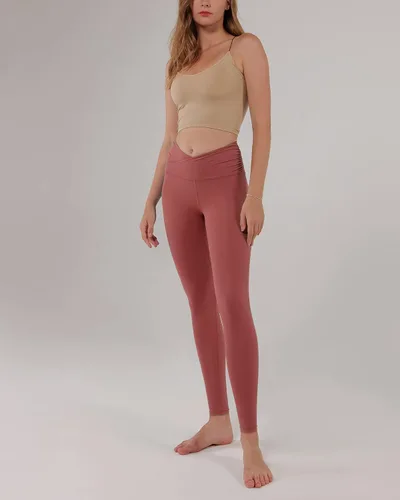 Vista 4 de ODODOS - Leggings de cintura cruzada para mujer diseño con bolsillo interno para yoga deportes gimnasia o entrenamiento pantalones deportivos