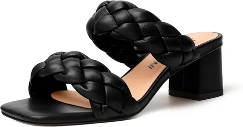 Vista 2 de Sandalias de tacón bajo para mujer, sin cordones, con punta cuadrada, estilo casual, mate, de 2 pulgadas