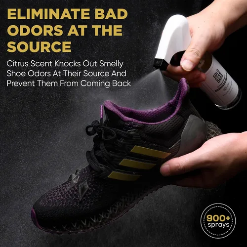 Vista 2 de Desodorizante natural para zapatos en aerosol y eliminador de olores, 1 paquete de 6 onzas, refrescante y de larga duración, aroma cítrico fresco