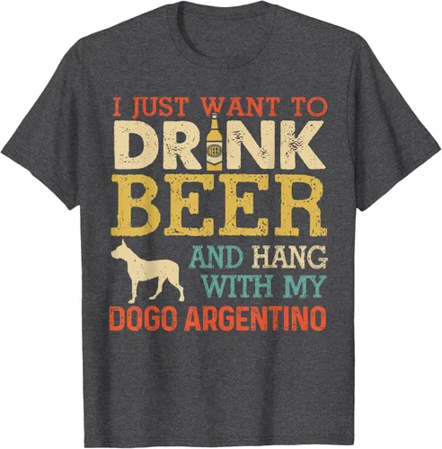 Vista 23 de Dogo Argentino - Camiseta vintage divertida para colgar con perro, Negro
