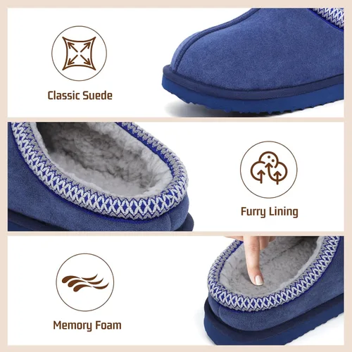 Vista 3 de Pantuflas para mujer, peludas, acogedoras, de tobillo corto, para interiores y exteriores, muletas peludas y cálidas, zapatillas de casa lindas