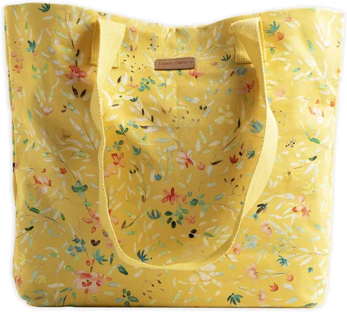 Vista 14 de Maison d' Hermine - Bolsa de lona de algodón reutilizable para mujeres, con asa para el hombro, bolsas a granel para compras y viajes
