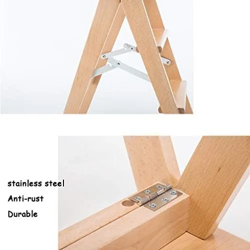 Vista 3 de Escalera plegable de 3 pisadas/silla de escalera taburete de madera, silla de comedor de escalera de madera, taburete de bar ampliado, herramienta