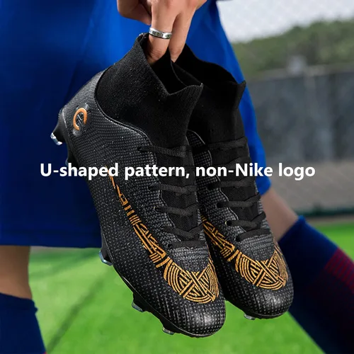 Vista 7 de Zapatos de fútbol para hombre, tacos de fútbol altos, con cordones, antideslizantes, pinchos AGFG, deportivos, fútbol sala, rugby, béisbol