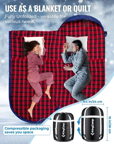 Vista 7 de KingCamp Sleeping Bag for Adults Big & Tall 100% Flannel Sleeping Bag XL Portable Waterproof Sleeping Bag for Camping Backpacking Hiking Travel