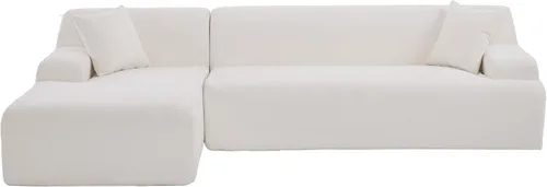 Vista 3 de Sofá combinado de 2 piezas, moderno sofá modular grande en forma de L, juego de sofá diván de tela de felpilla para sala de estar, dormitorio