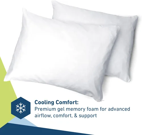 Vista 2 de MOLECULE Almohada ajustable de espuma viscoelástica de gel refrigerante, tamaño estándar, paquete de 2, color blanco