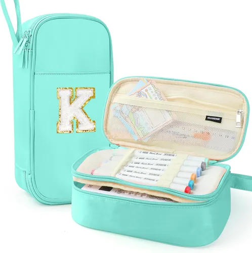 Vista 75 de Estuche Grande para Lápices, Bolsa de Lápices de Gran Capacidad, Bolsa de Lápices Personalizada con Inicial con Cremallera Suave, Múltiples