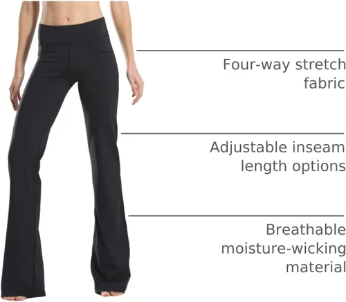 Vista 81 de Safort Pantalones de yoga con entrepierna de 28" 30" 32" 34"más amplios en la parte inferior para botas altas, 4 bolsillos, UPF50+