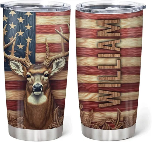 Vista 12 de Hyturtle Regalos de Caza Personalizados Para Hombres - Vaso Térmico de Caza de Ciervos con Camuflaje de 20 Oz para Café de Viaje de Acero Inoxidable