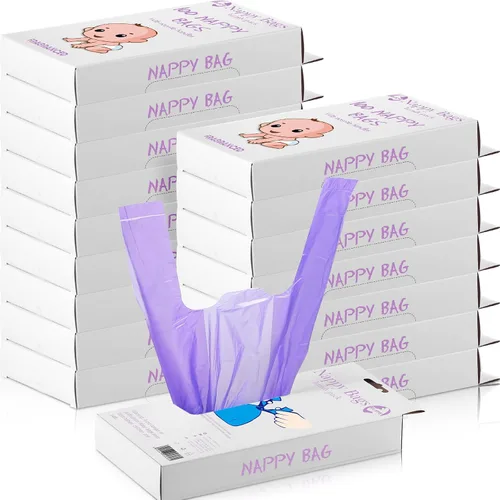 Vista 7 de 1600 bolsas de pañales desechables para bebés, sacos de pañales perfumados con asa de corbata de eliminación de bolsas de basura para caca de bebé