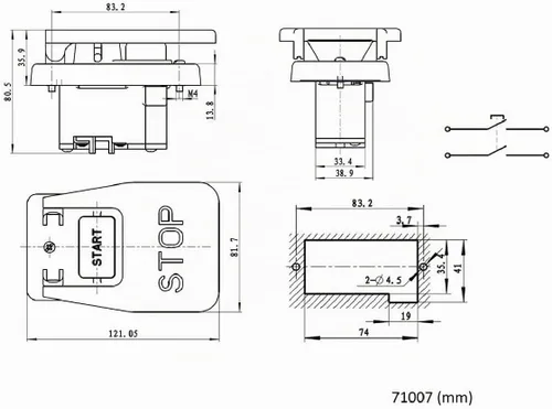 Vista 6 de Powertec 120V/230V Interruptor de paleta de voltaje dual con tornillos, 28 amperios, palanca de rodilla para herramientas eléctricas