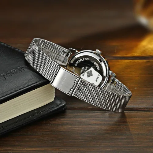 Vista 6 de Relojes de pulsera de lujo de moda casual reloj de pulsera de malla banda de cuarzo relojes para mujeres