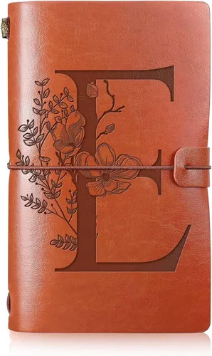 Vista 9 de Booson Diario de viaje inicial de cuero, cuaderno personalizado con monograma, regalos de apreciación, diario recargable personalizado, bloc