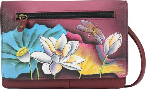 Vista 17 de Anna by Anuschka Women’s Hand-Painted Genuine Leather Organizer Wallet On a String