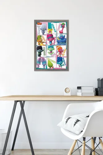 Vista 6 de Trends International Trolls - Grid Wall Poster, 22.4L x 14.7W, Barnwood Framed Version