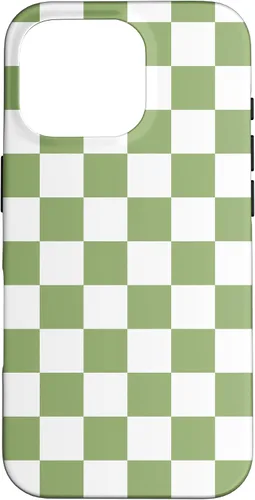 Vista 20 de Funda clásica a cuadros para iPhone 13 Pro Max, color verde salvia y blanco