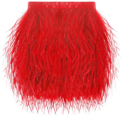 Vista 24 de SOGUGOM Adorno de Plumas de Avestruz Negro - 1.5 Capas 2 Yardas Plumas de 4 Pulgadas Adorno de Cintas con Flecos para Costura, Vestidos, Proyectos