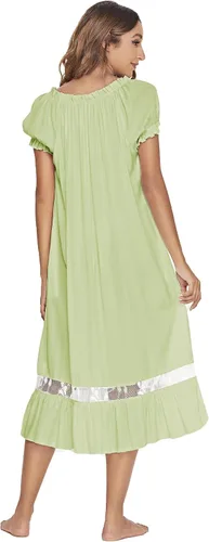 Vista 2 de Verdusa Camisón de encaje para mujer, camisón victoriano de manga corta, pijama