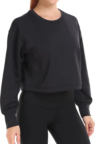 Vista 4 de Colorfulkoala Sudadera deportiva de manga larga para mujer, cuello redondo, modal