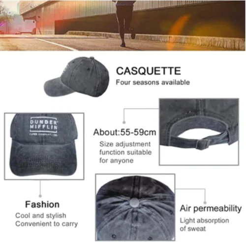 Vista 3 de TRIOEPU Jeffersonian Badge Unisex Camping Vintage Jeans Gorra de béisbol clásica de algodón para papá sombrero ajustable Plain Cap