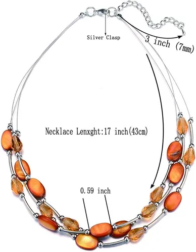 Vista 3 de Collar a capas con cristal para mujer, gargantilla con cadena de plata gruesa, regalo de cumpleaños para mujer
