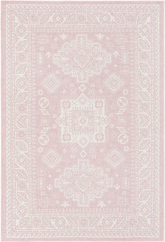 Vista 81 de Unique Loom Outdoor Aztec Collection Alfombra de área, Chalca (5 pies 3 pulgadas, octágono, aguamarina/marfil)