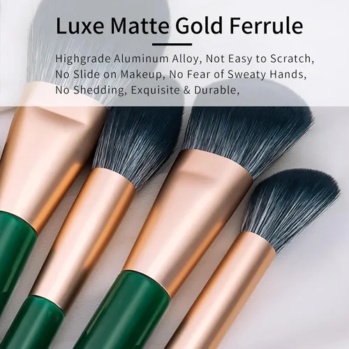 Vista 4 de ENZO KEN Juego de brochas de maquillaje de fibra natural y pelo de cabra profesional, juego de brochas de maquillaje de cabello combinado
