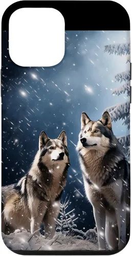 Vista 16 de Wolves Christmas Wolf Snowy Winter Forest Snowflakes Case para iPhone 16