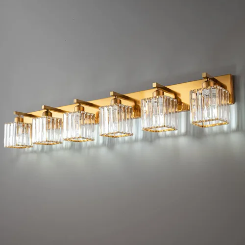 Vista 33 de Moderna lámpara de cristal para pared/tocador de baño, de 5 luces, color cromo Cromo torcido
