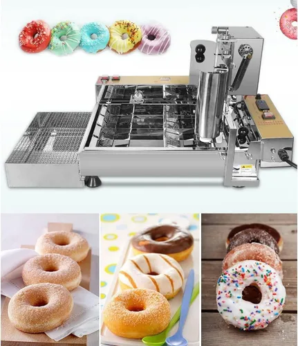 Vista 5 de EAGLEG Máquina automática comercial para hacer donas 4 filas, 2800 W de acero inoxidable donuts máquina de bocadillos, freidora comercial de donas