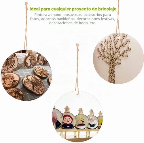 Vista 4 de William Craft Rebanadas de madera natural sin terminar, 20 piezas de posavasos de madera de 2.75 a 3.1 pulgadas, kit de madera para manualidades