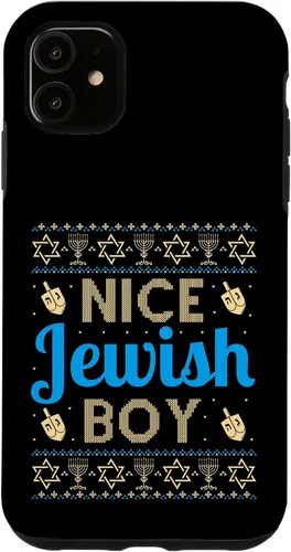 Vista 8 de Nice Jewish Boy Ugly Hanukkah Sweater Funny Jewish Chanukkah Case for iPhone 16
