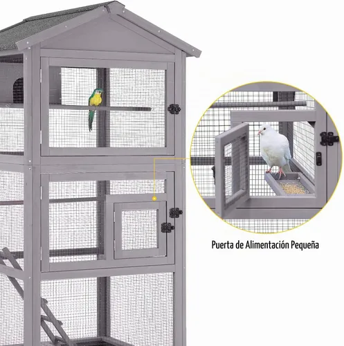 Vista 4 de Aivituvin Jaulas para pájaros al aire libre, pajarero, jaula para periquitos de interior con perca para pájaros, jaula grande de palomas con malla