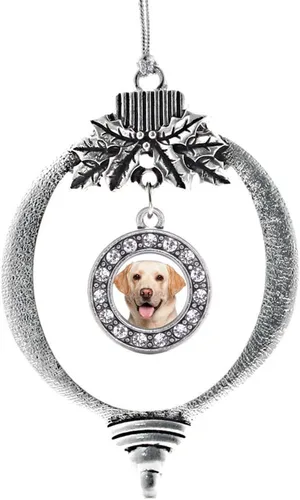 Vista 33 de Inspired Silver - Adorno con dije de cara de carlino - Adornos navideños de círculo de plata con joyas de circonita cúbica