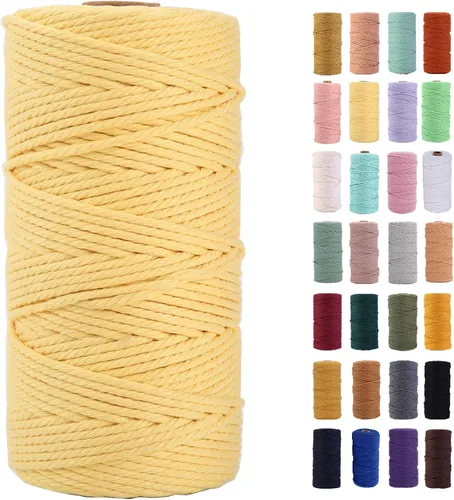 Vista 30 de Cuerda de macramé azul aire de 0.079 in x 220 yardas, cuerda de algodón colorido de algodón suave para colgar en la pared, colgadores de plantas