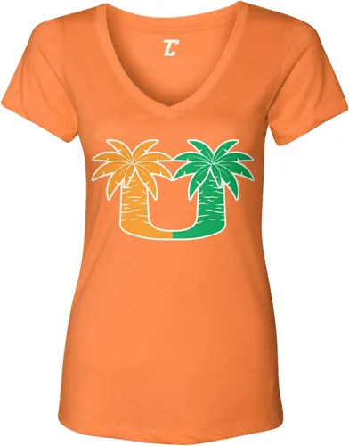 Vista 4 de Palm Trees - College Sports Miami - Camiseta con cuello en V para mujer Negro