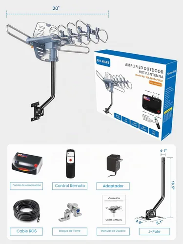 Vista 6 de Antena de TV para exteriores de largo alcance 2026 para Smart TV - 4K 1080P