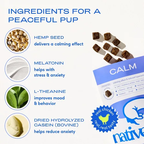 Vista 4 de Native Pet Aceite Omega para perros – Suplementos de aceite de pescado y masticables calmantes Golosinas para aliviar la ansiedad de perros 8