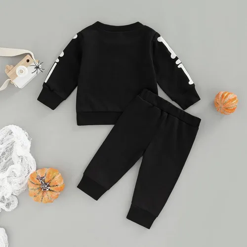 Vista 3 de Conjunto de 2 piezas de ropa de otoño de manga larga con cuello redondo y calabaza