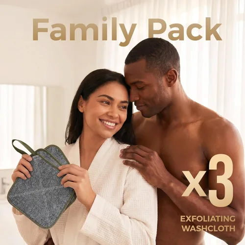 Vista 8 de ZOMCHI Paquete de 3 Paños Exfoliantes, Paños de Lavado Facial y Corporal Premium con Suavidad y Exfoliación en Dos Lados, Paños de Baño para Mujeres