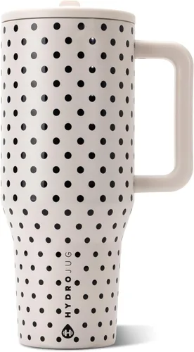 Vista 22 de HydroJug Traveler - Vaso térmico con asa y pajita, 40 onzas, leopardo marrón