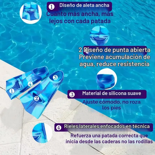 Vista 5 de Cómodas aletas de natación de silicona flexible