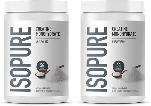 Vista 11 de Isopure 100% Pura Creatina Monohidrato en Polvo, Sin Azúcar, Sin Sabor, 5g de Creatina Monohidrato Por Porción, 1.1 Libras, 100 Porciones