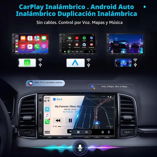 Vista 3 de A5L - Estéreo de auto doble DIN Android de 7 pulgadas con escáner OBD2, CarPlay inalámbrico y Android Auto, ecualizador de 24 bandas, DSP, conexión
