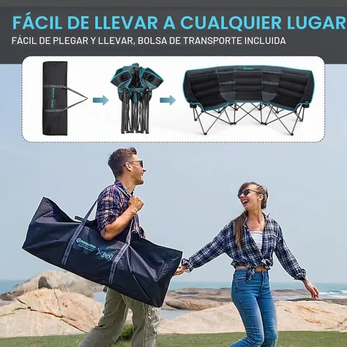 Vista 7 de FUNDANGO Silla de Camping Extra Ancha para 3 Personas para Adultos con Hielera, Sofá de Campamento de Servicio Pesado de 1000 LBS de Tamaño Grande