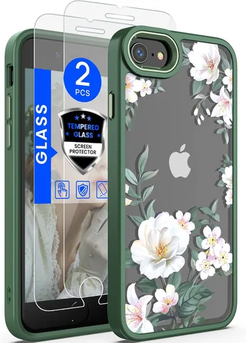 Vista 12 de Dretal Funda para iPhone SE 2022/2020, iPhone 8/7, con 2 protectores de pantalla, probada contra caídas de grado militar, parte trasera dura y borde