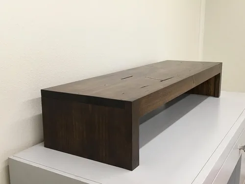 Vista 3 de TV/Monitor de Riser Stand moderno estilo rústico en Solid Cottonwood 26" W & 38" Amplia, Coffee